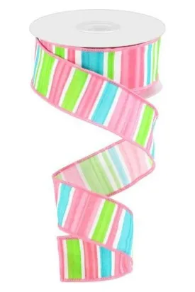 1.5" Multi Width Horizontal Stripe Ribbon: Pink (10 Yards)