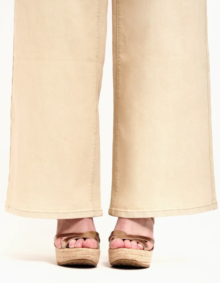 1822 Denim - RE:Denim Holland Tan Slim Wide Leg Jeans