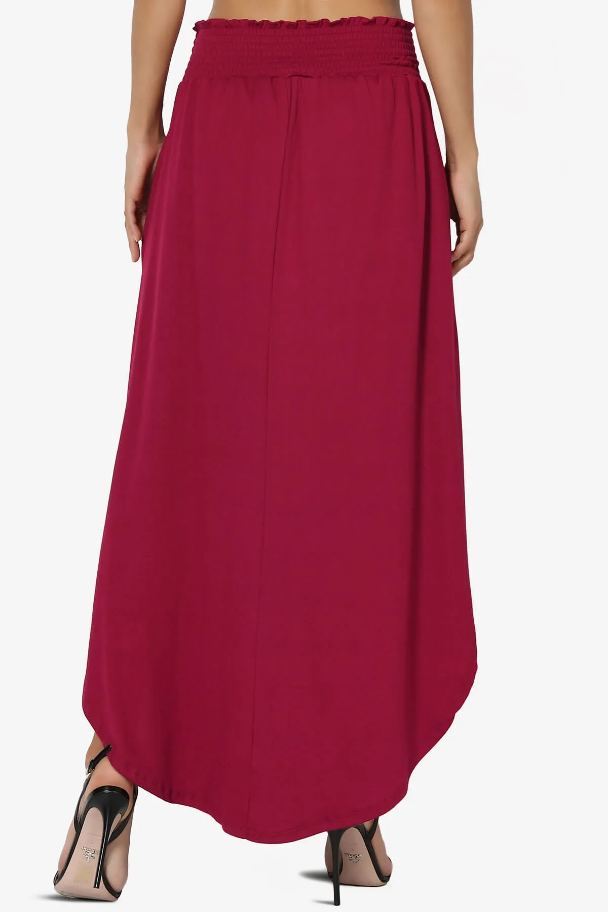 Alisah Smocked Waist Pocket Slit Maxi Skirt