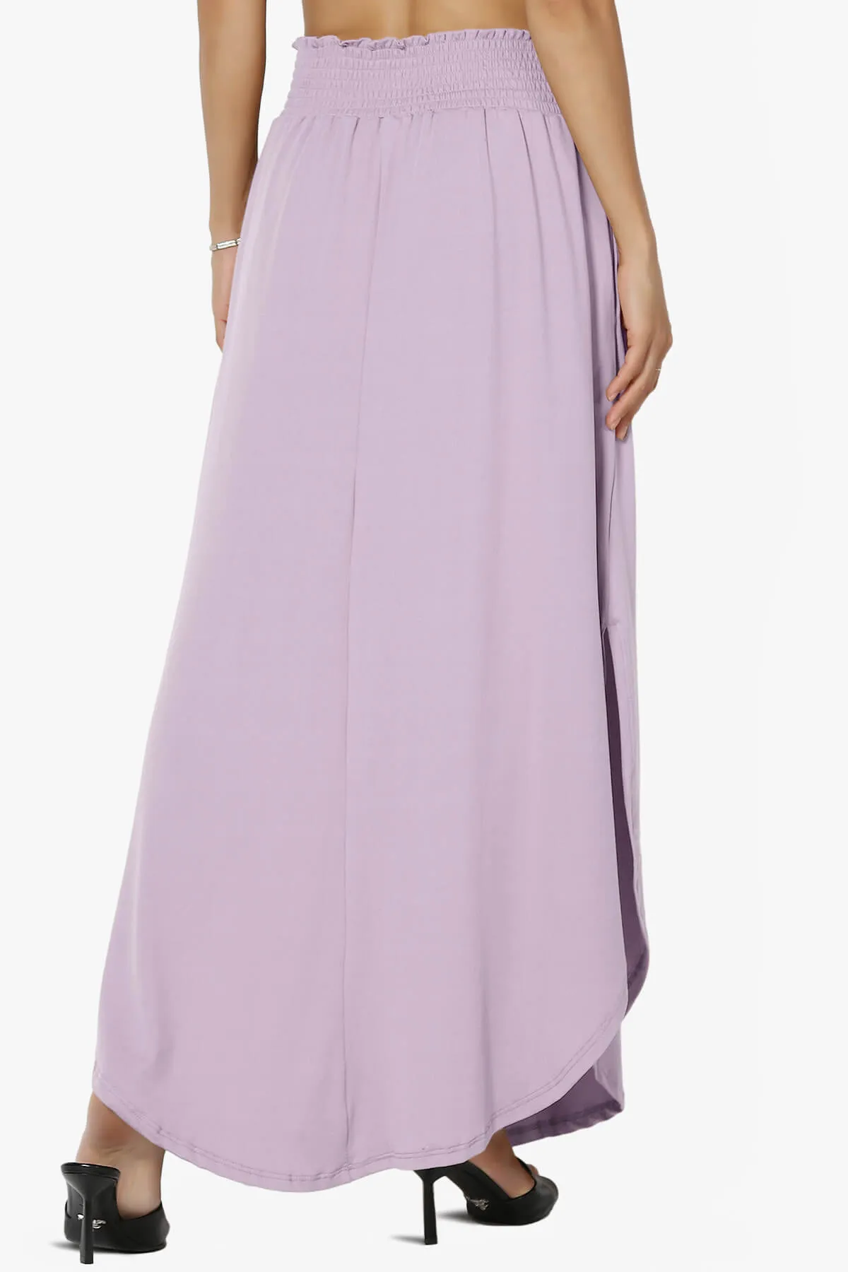 Alisah Smocked Waist Pocket Slit Maxi Skirt