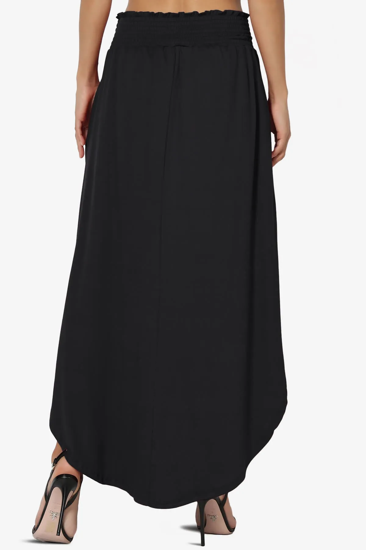 Alisah Smocked Waist Pocket Slit Maxi Skirt