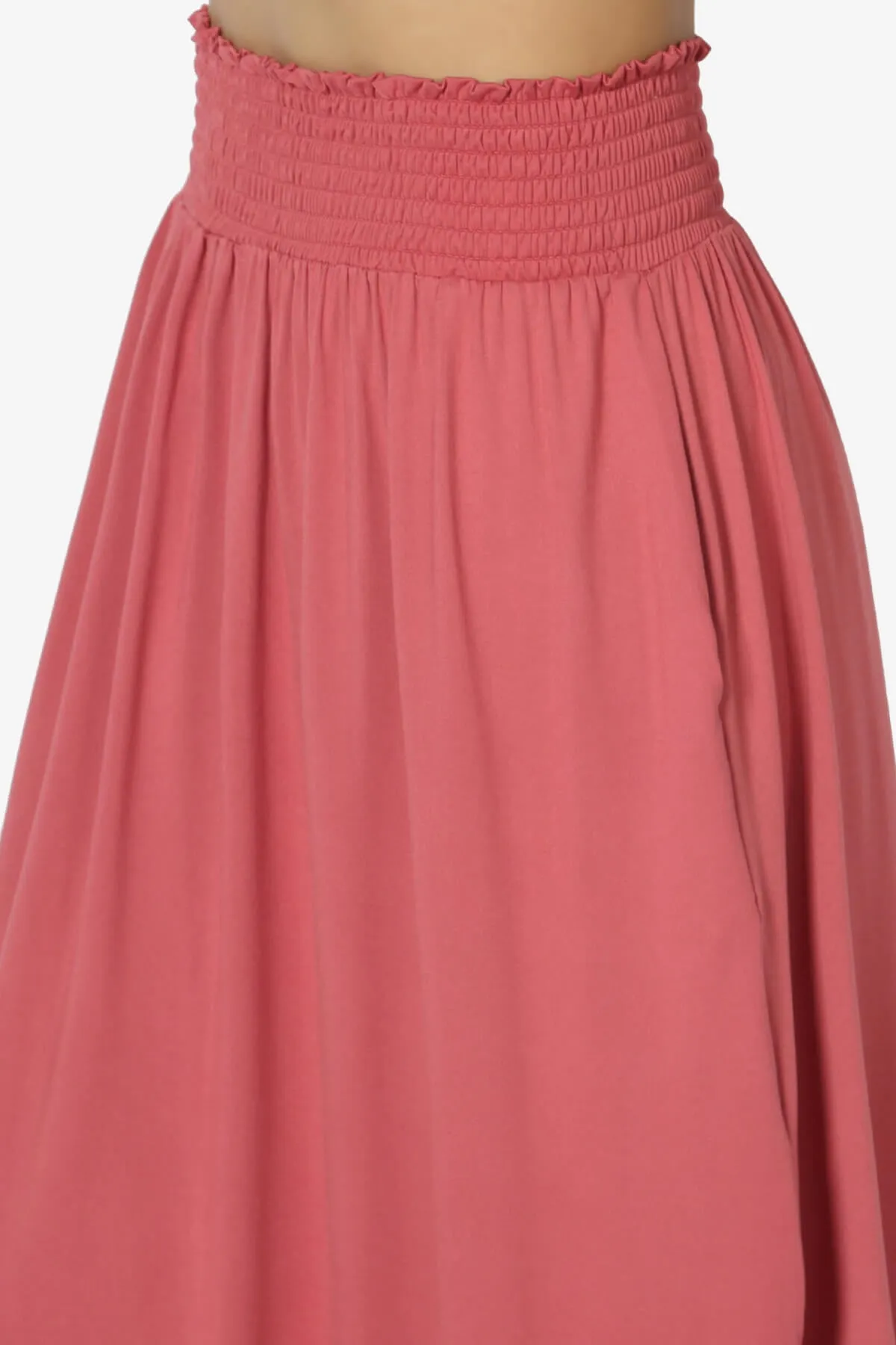 Alisah Smocked Waist Pocket Slit Maxi Skirt