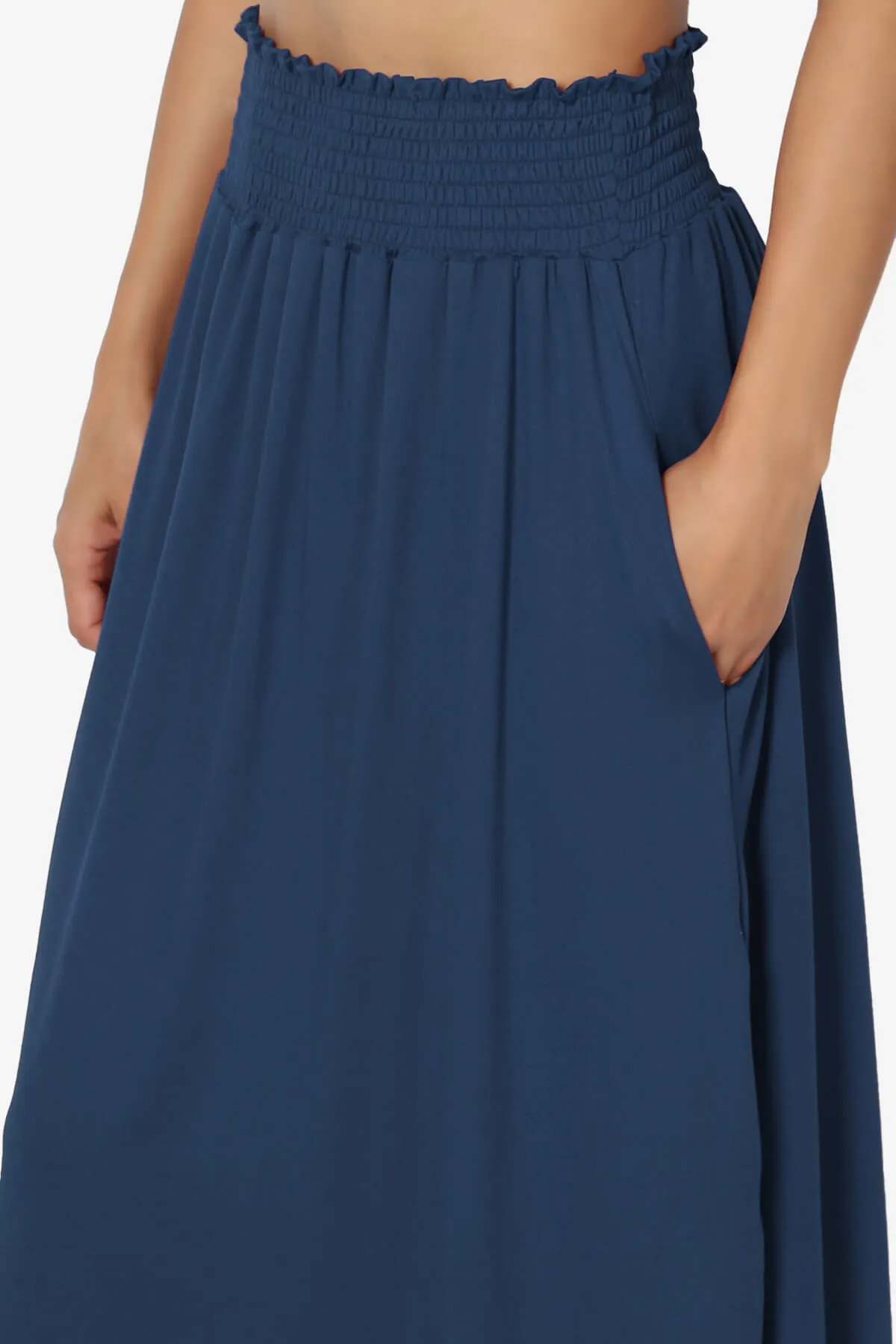 Alisah Smocked Waist Pocket Slit Maxi Skirt