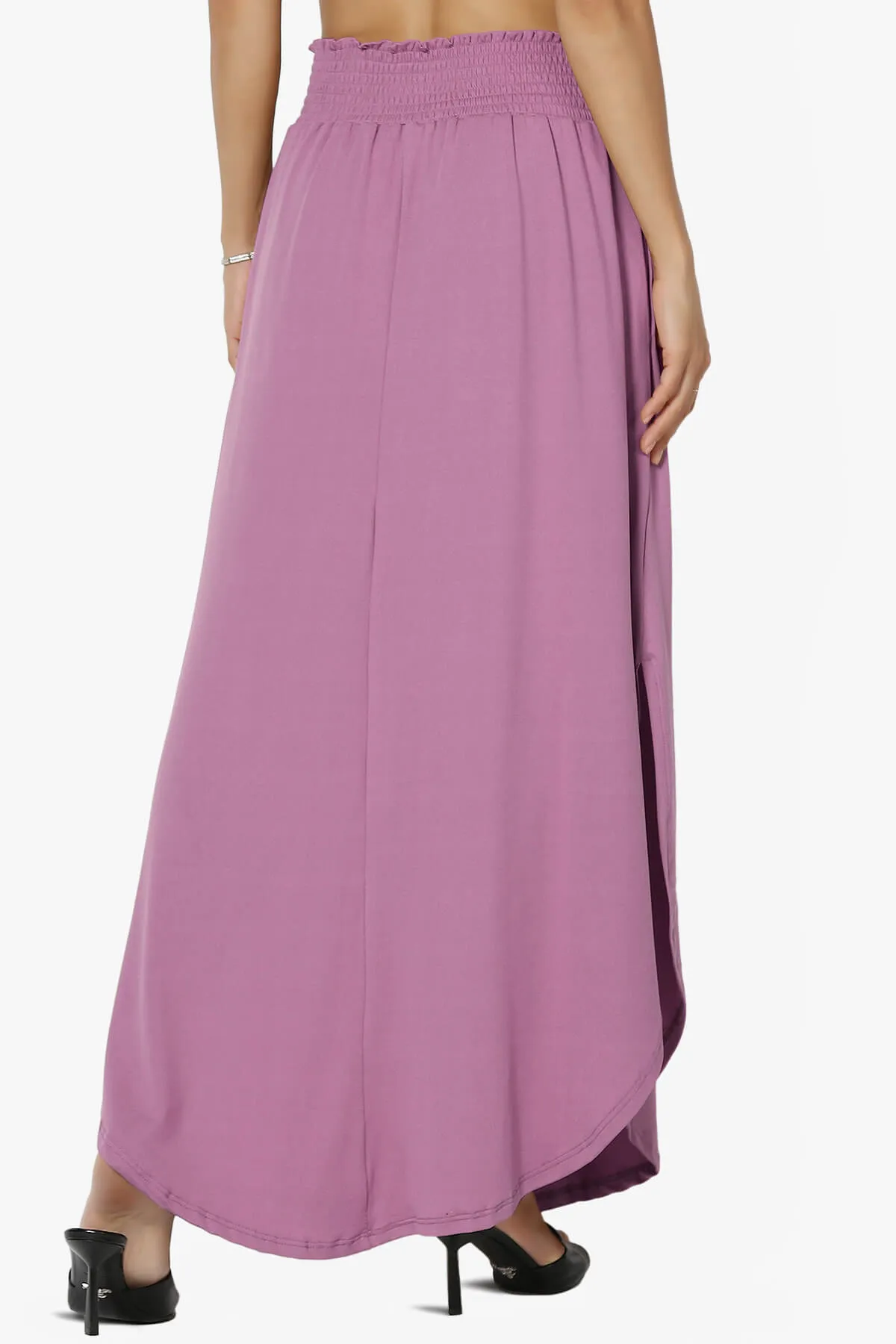 Alisah Smocked Waist Pocket Slit Maxi Skirt