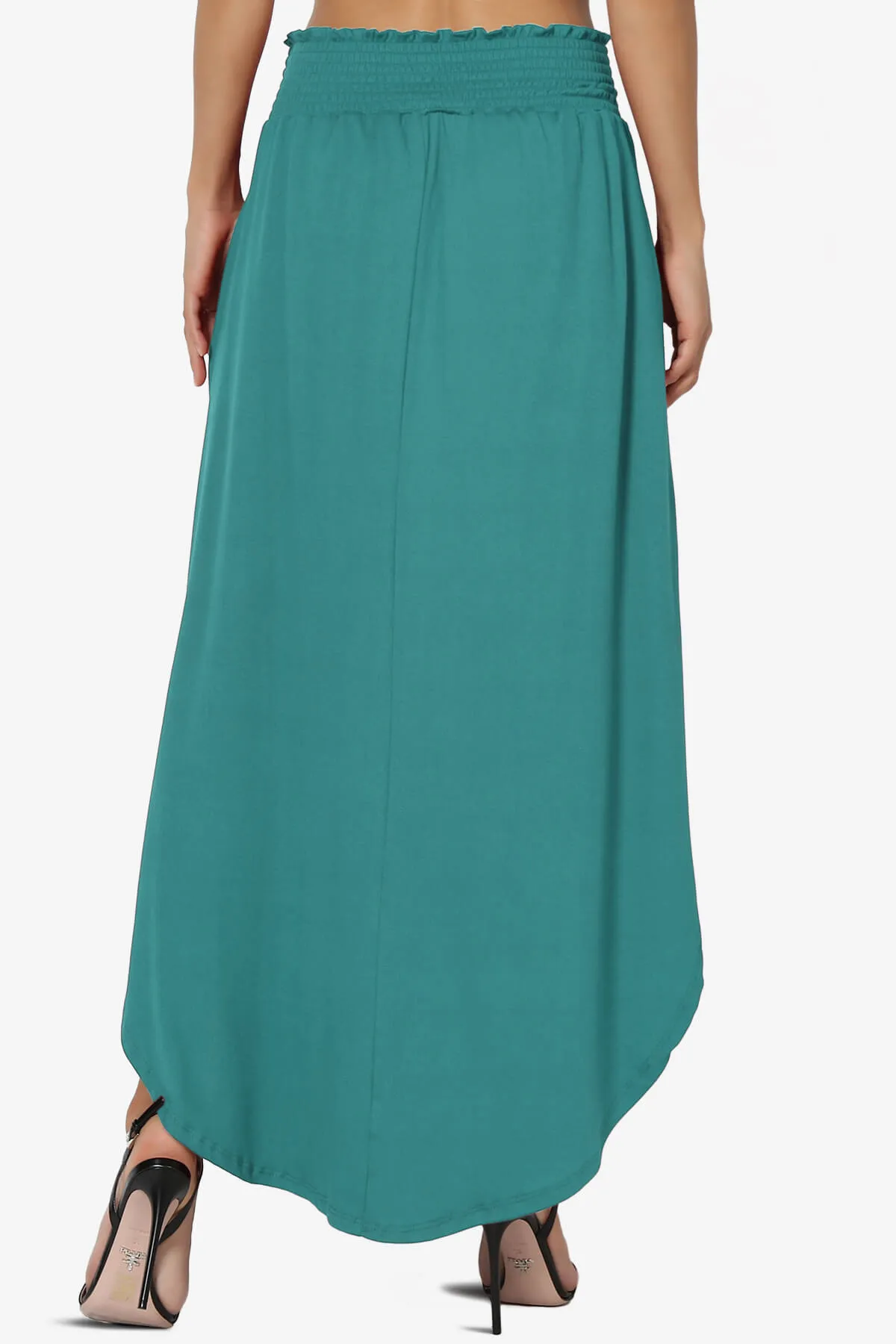 Alisah Smocked Waist Pocket Slit Maxi Skirt