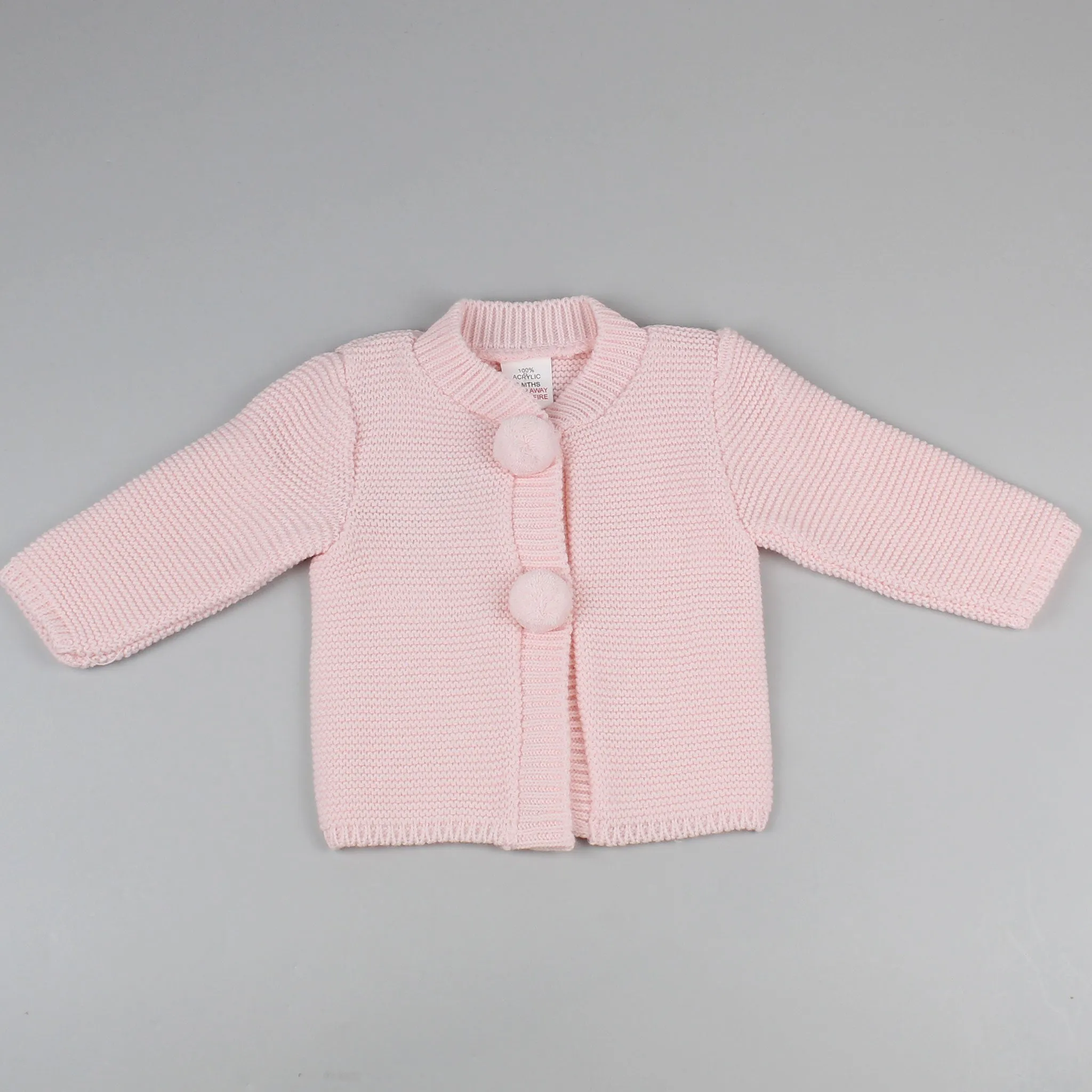 Baby Girls Pink Cardigan With Poms