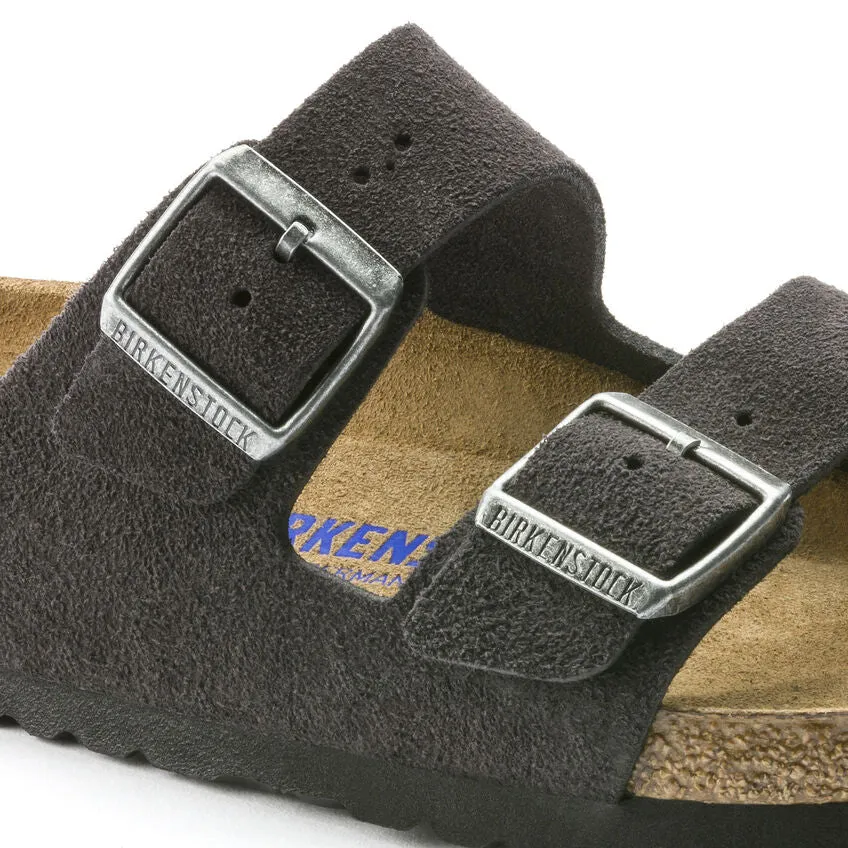 Birkenstock Women's Arizona Suede Leather Soft Footbed in Velvet Gray