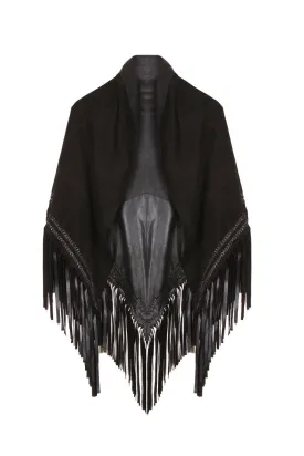 Black Suede Fringe Shawl