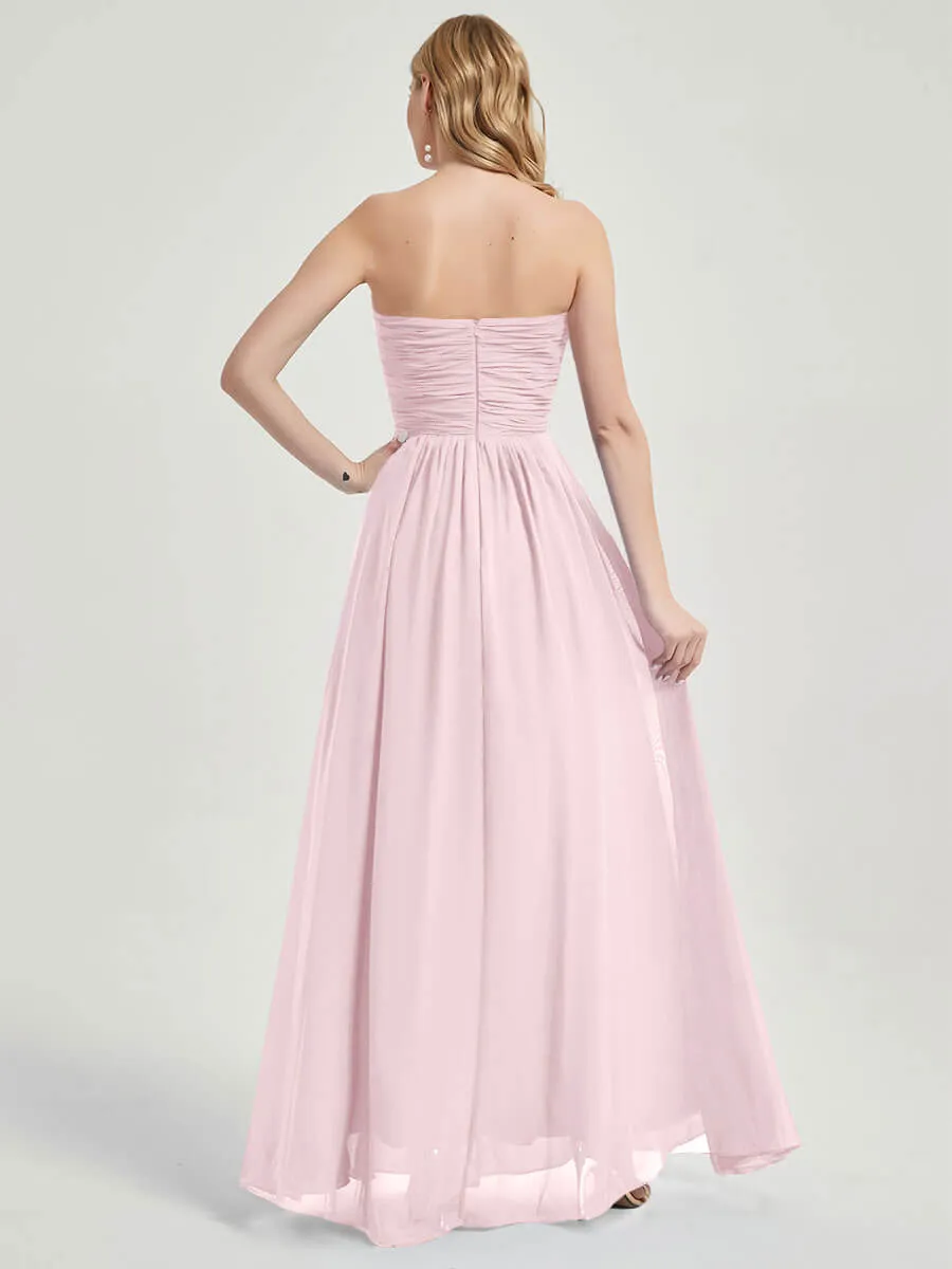 Blush Sweetheart Neck Strapless Chiffon Maternity Bridesmaid Dress