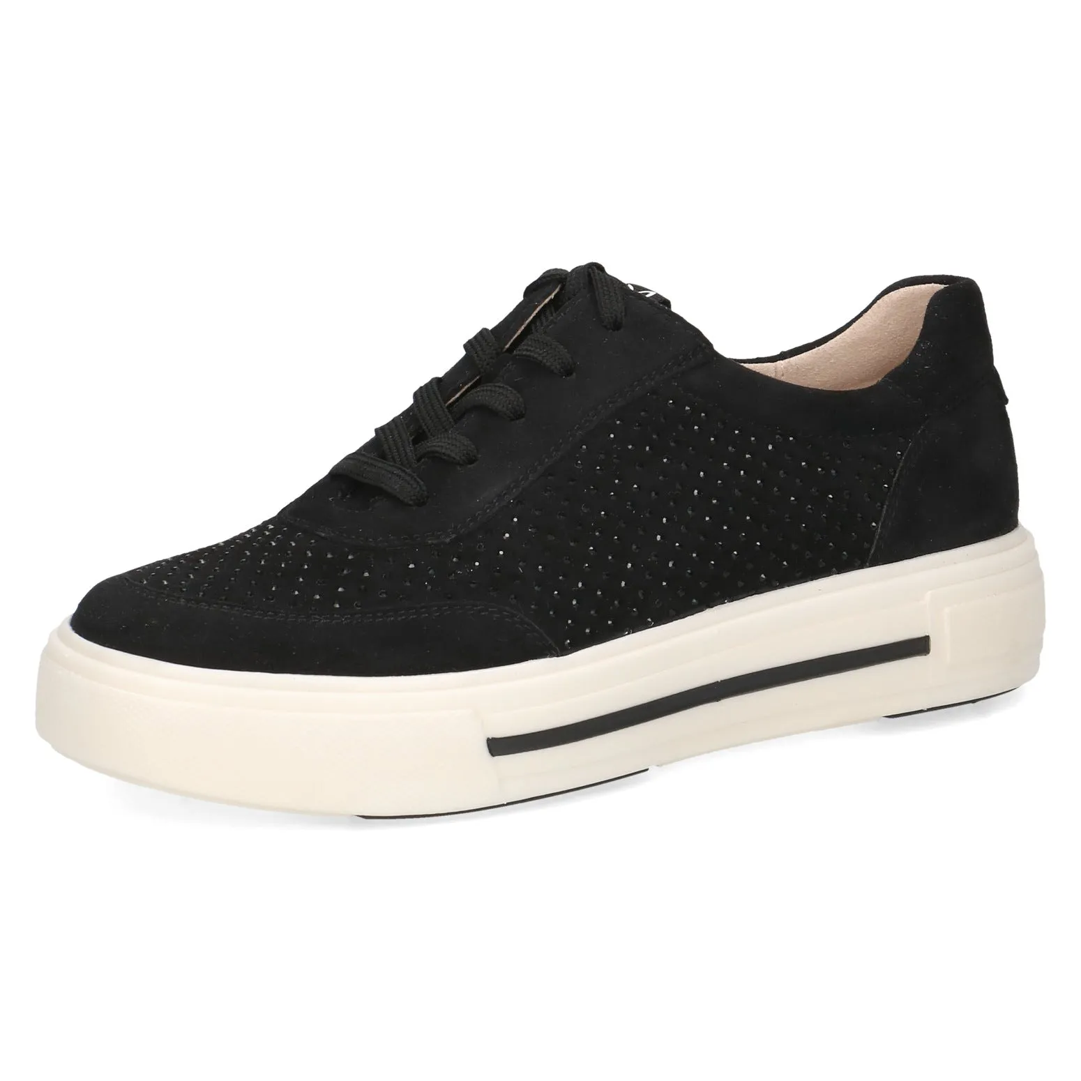 Caprice Ladies Suede and Crystal Soft Sneaker