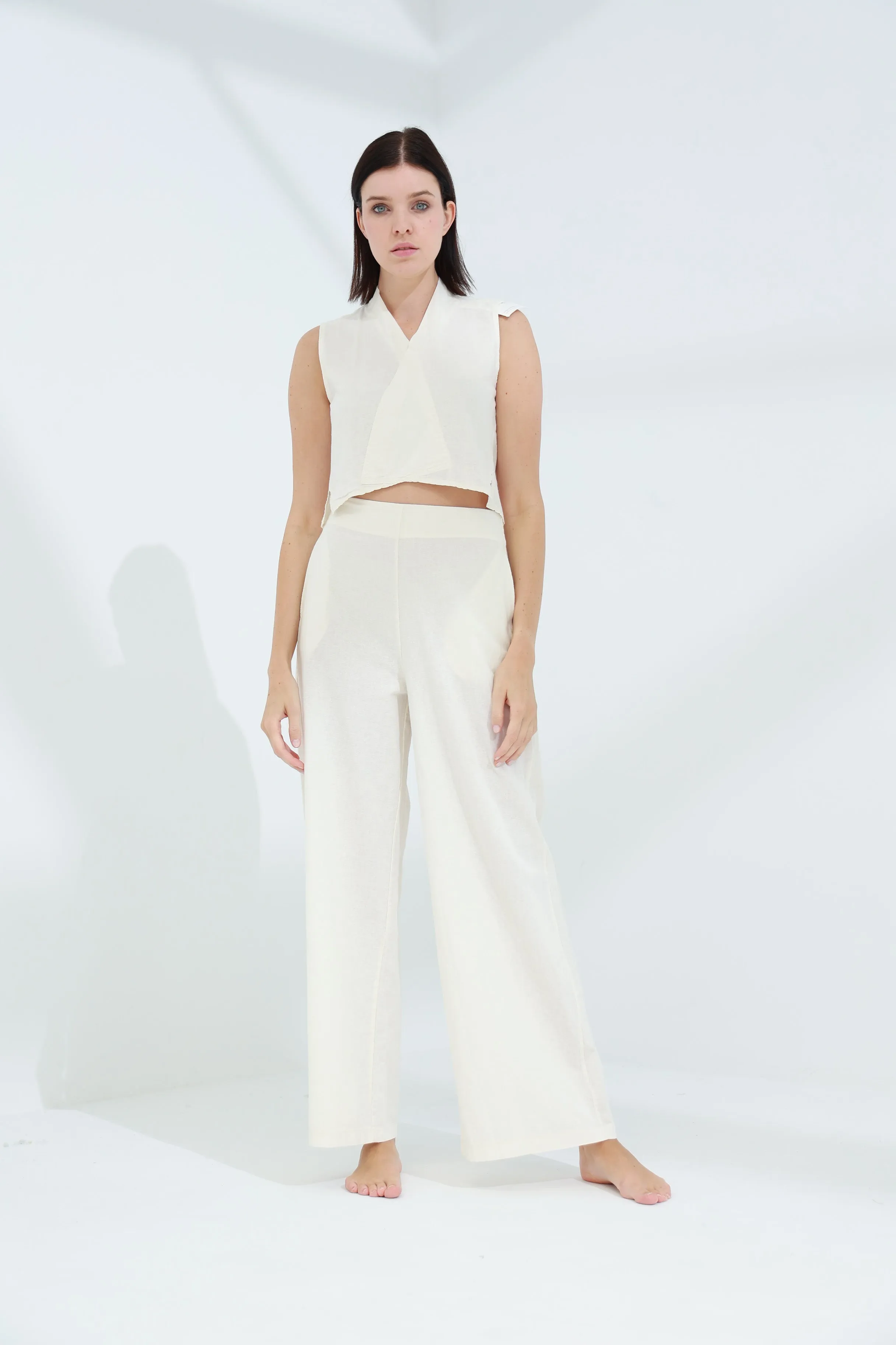 Colpo Linen Crop Top Burro