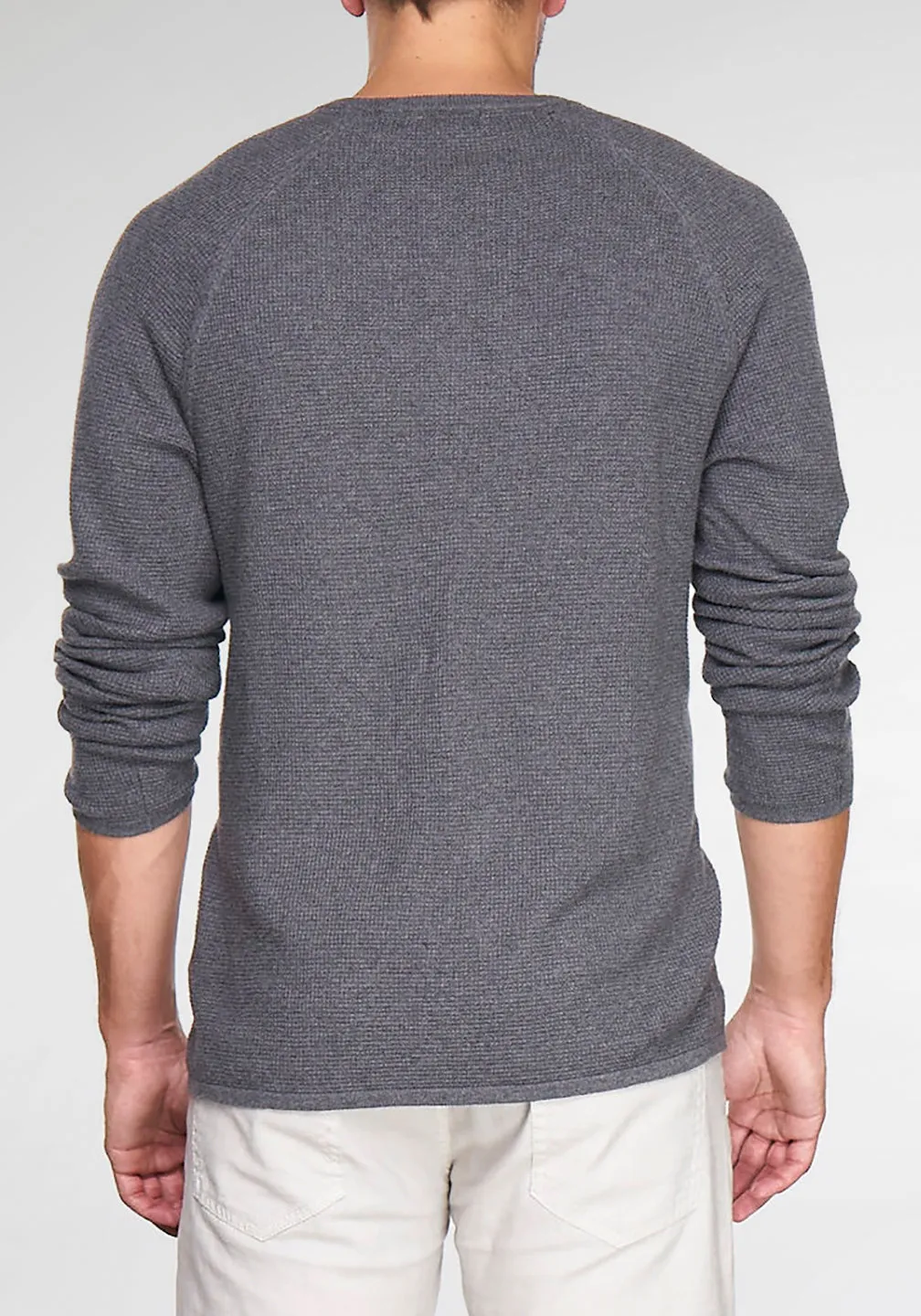 Cotton/Cashmere Waffle Henley Sweater