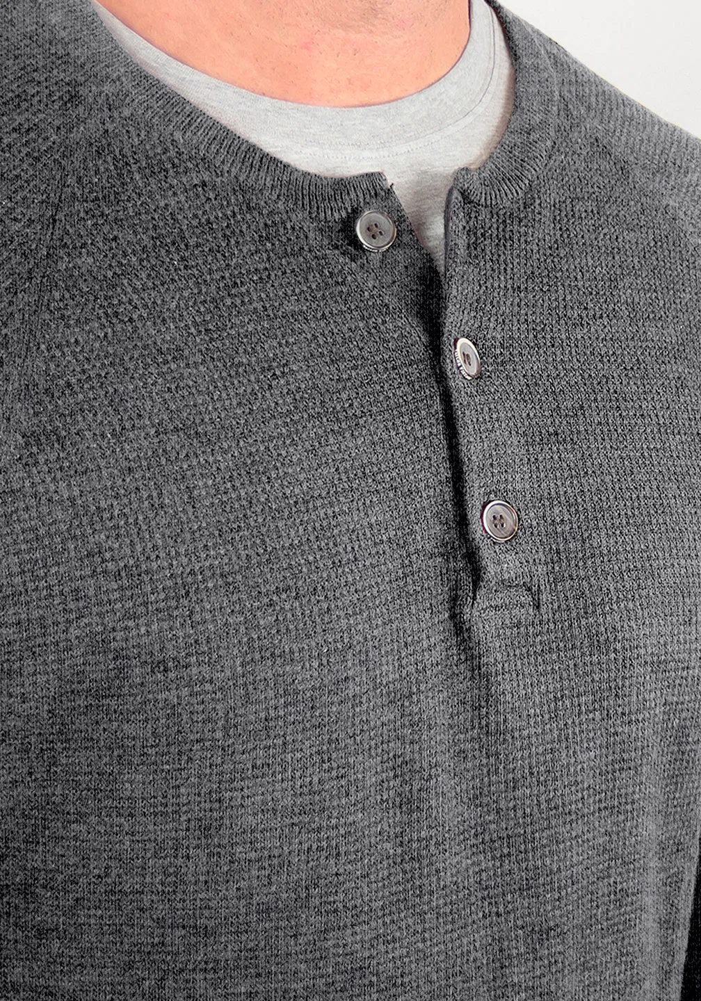 Cotton/Cashmere Waffle Henley Sweater