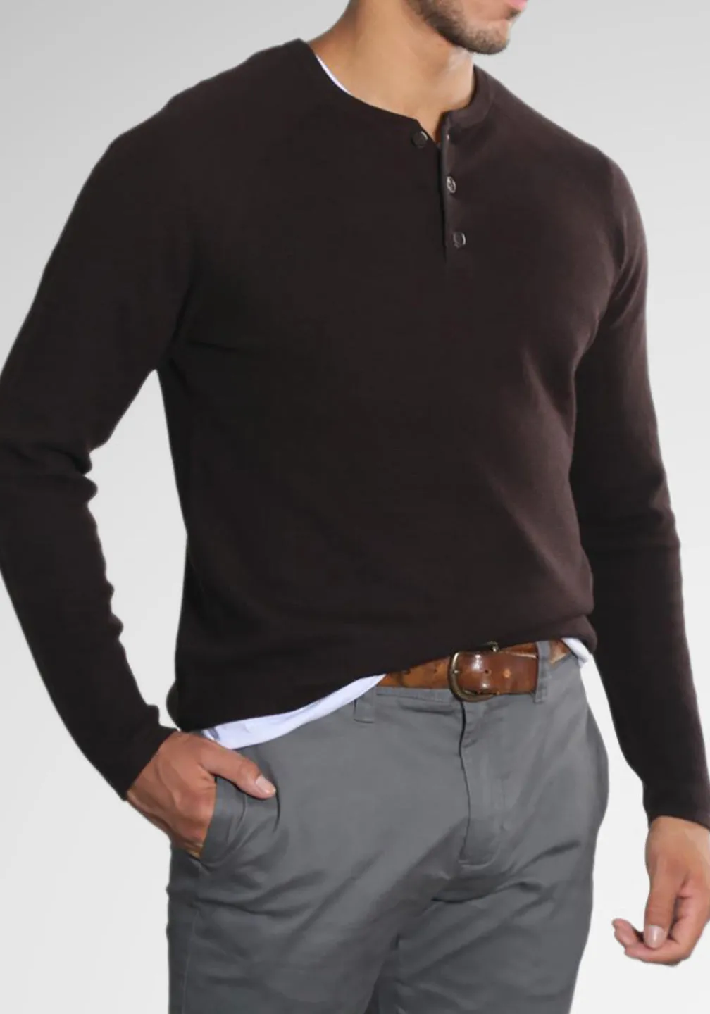 Cotton/Cashmere Waffle Henley Sweater