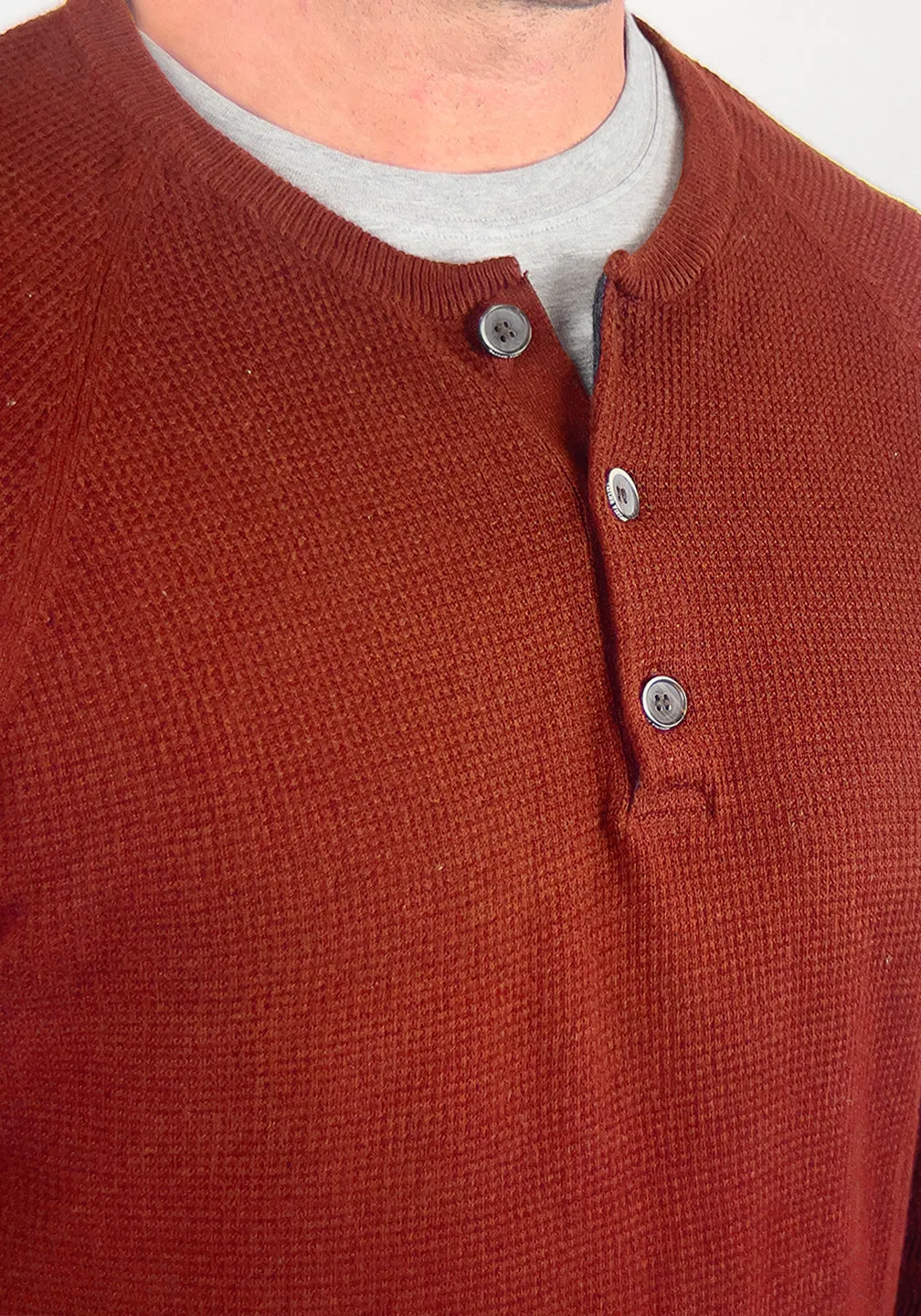 Cotton/Cashmere Waffle Henley Sweater