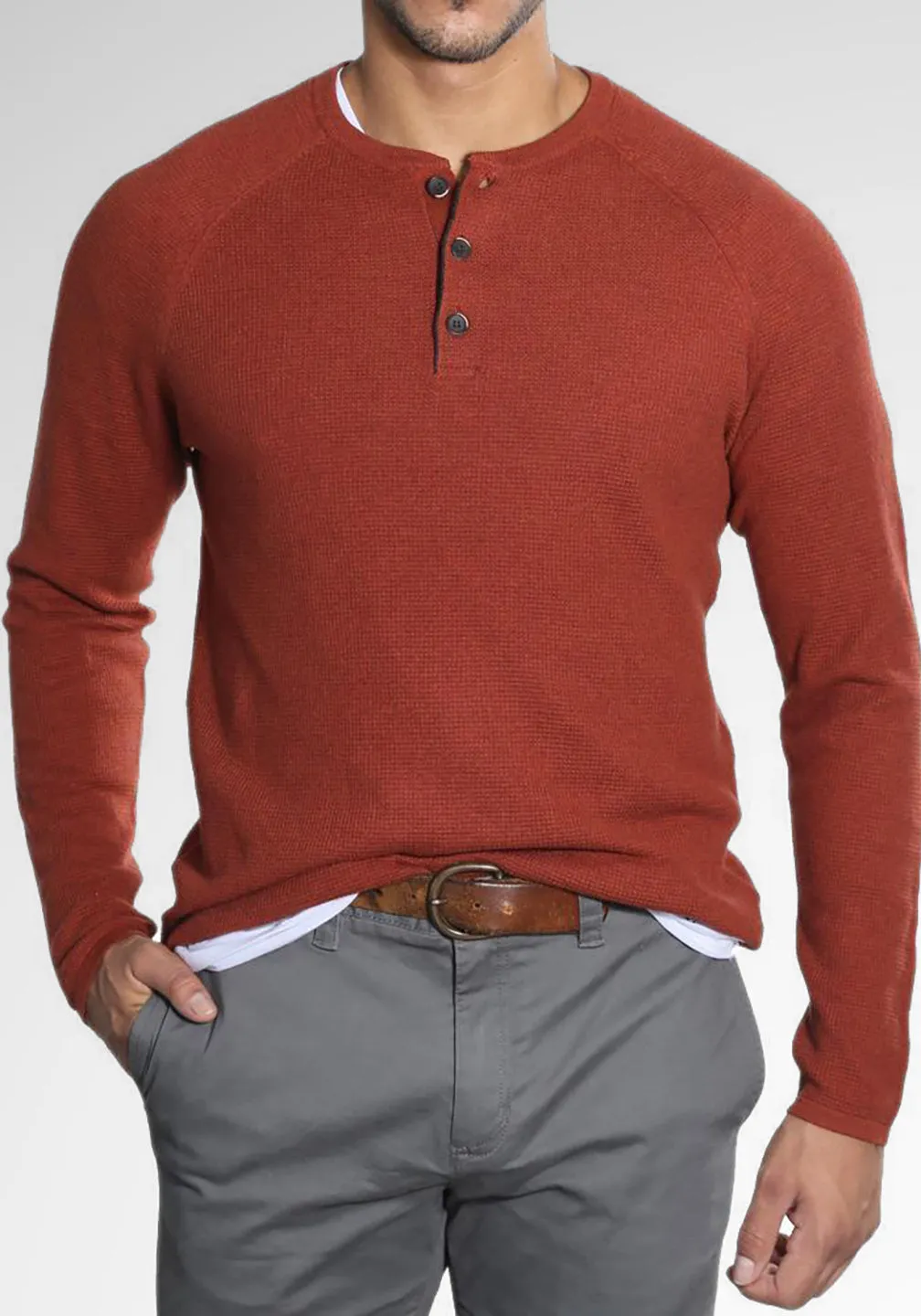 Cotton/Cashmere Waffle Henley Sweater