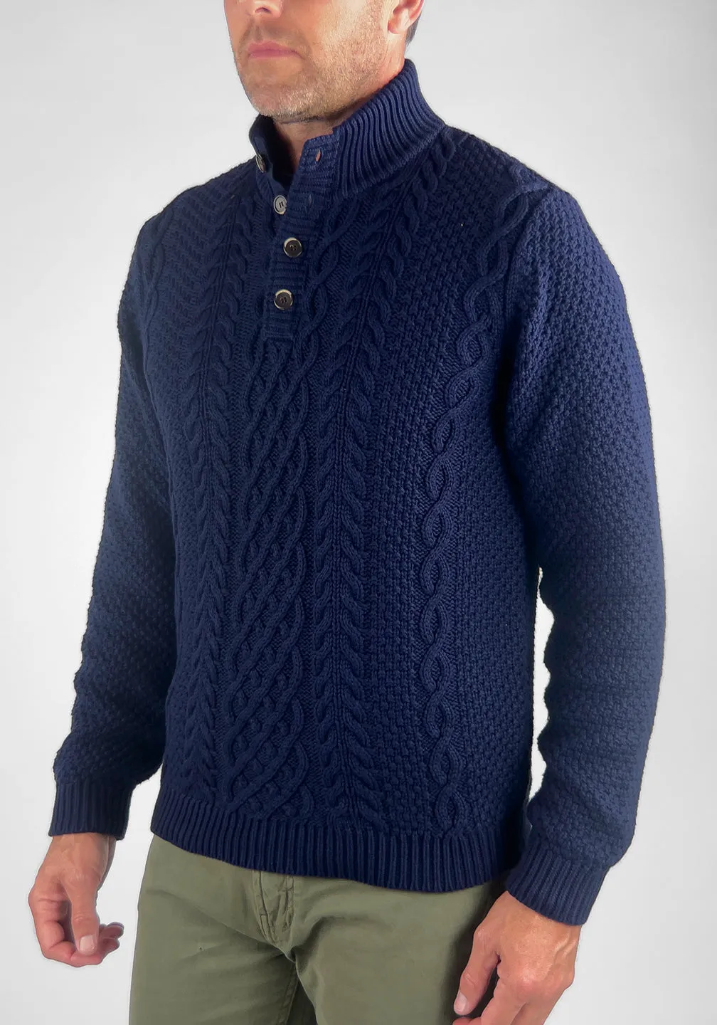 Fisherman Cable Mock Neck Sweater