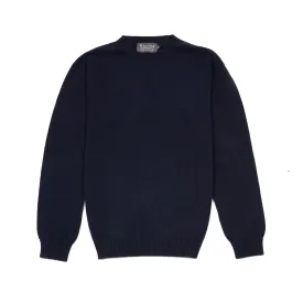 Harley Crew-Neck Cashmere Jumper in Nero Navy