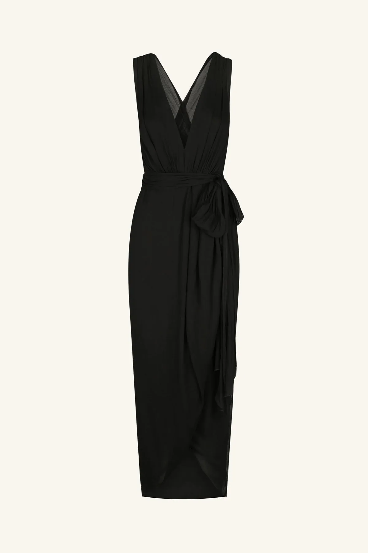 ISOLA PLUNGED CROSS BACK MIDI DRESS - BLACK