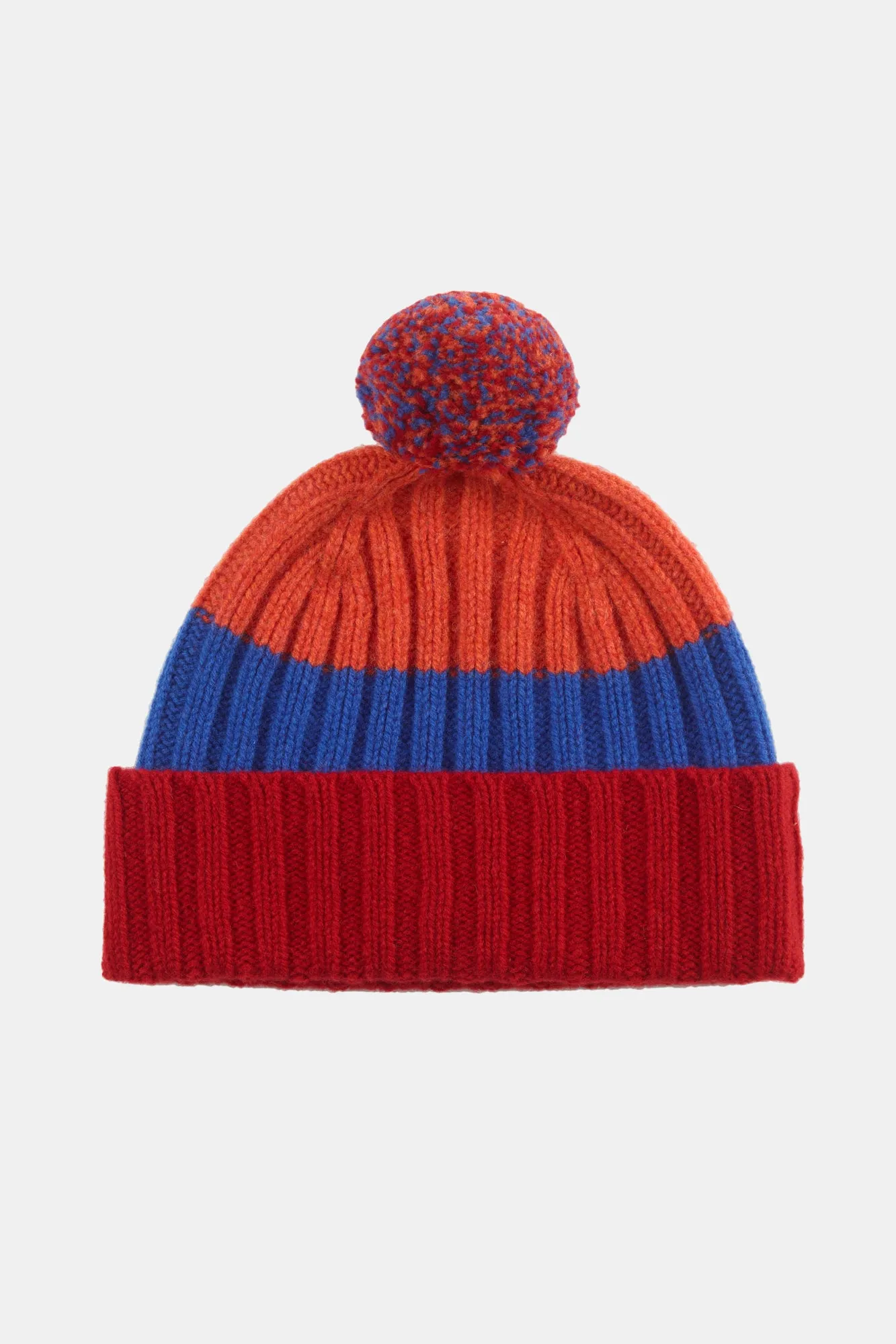 Lambswool Stripe Hat - Red/Blue/Orange