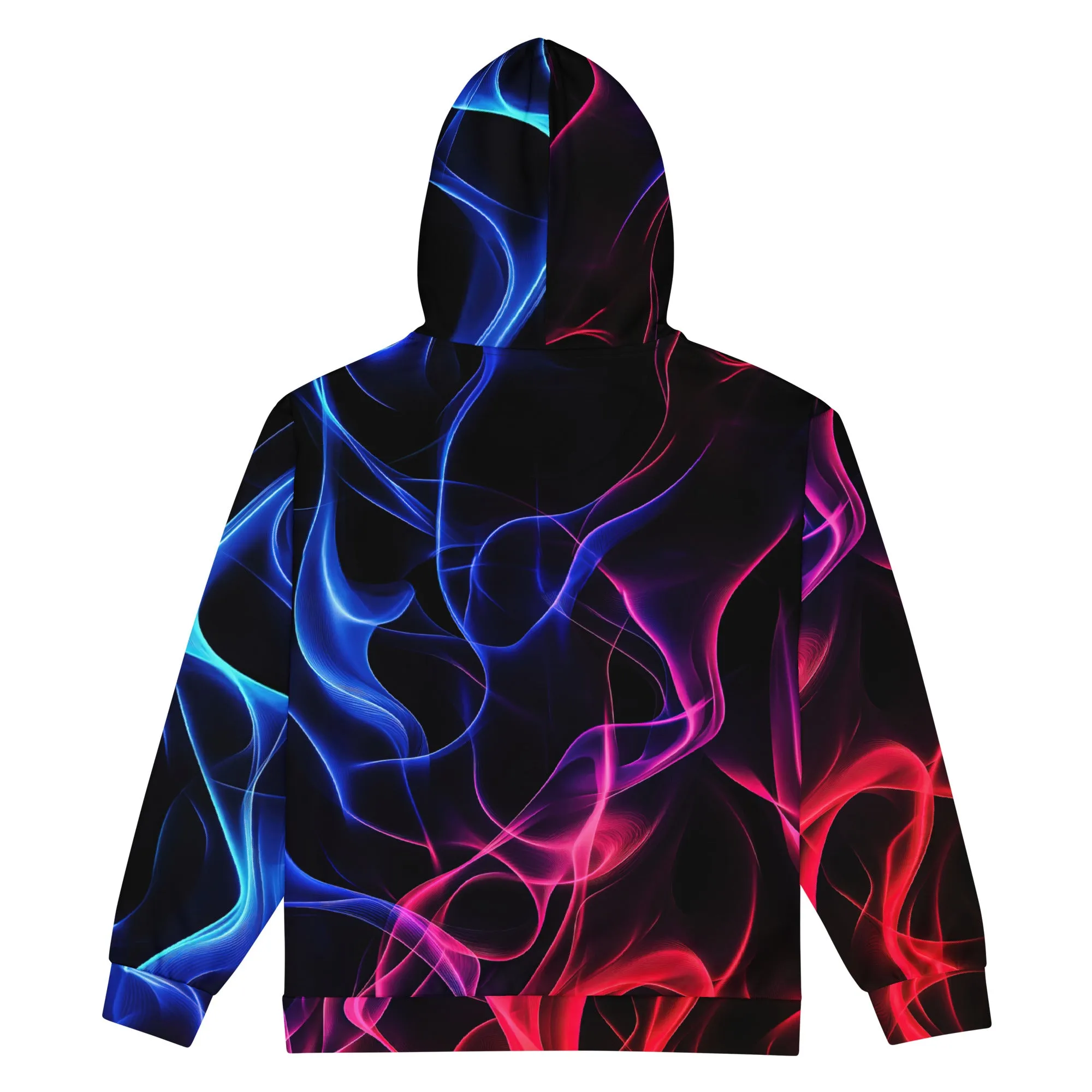 Neon Blue and Red Flames Zip Hoodie