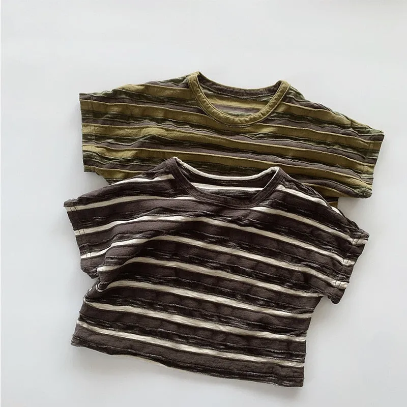 Retro  Short-Sleeved Striped T-Shirt