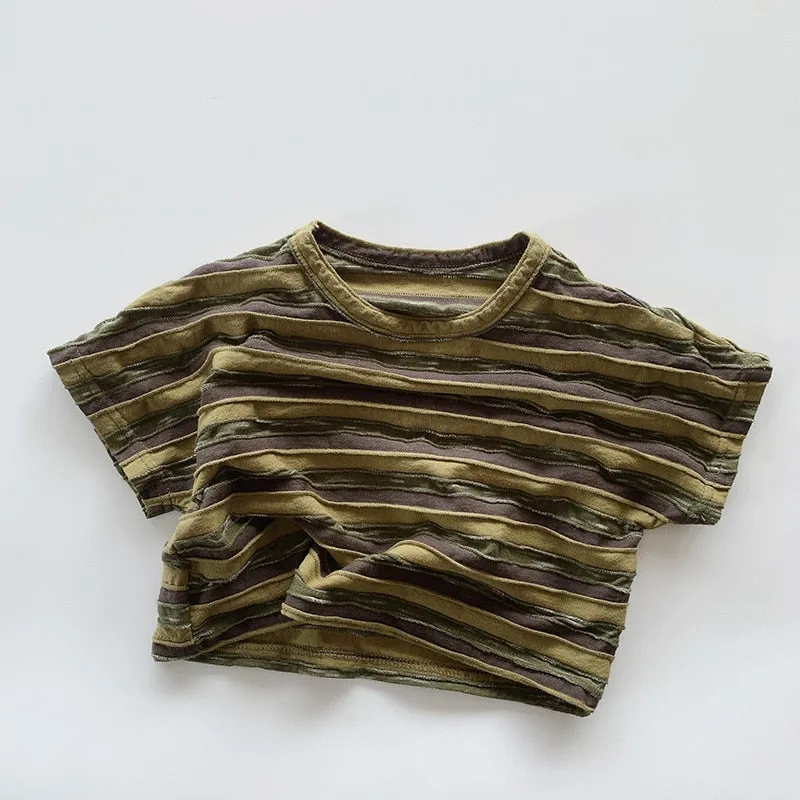 Retro  Short-Sleeved Striped T-Shirt