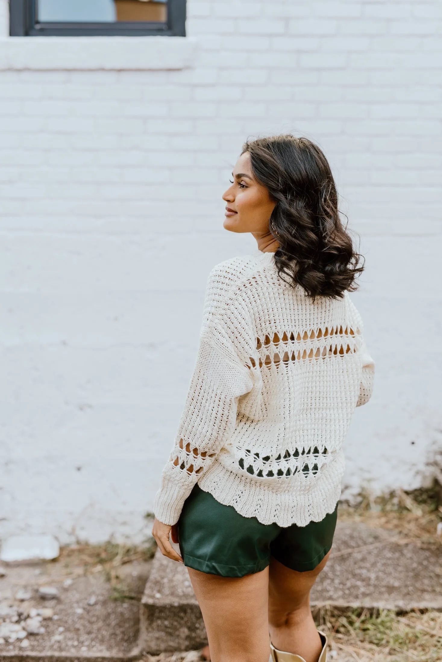 Sweet Jane Crochet Sweater - Cream